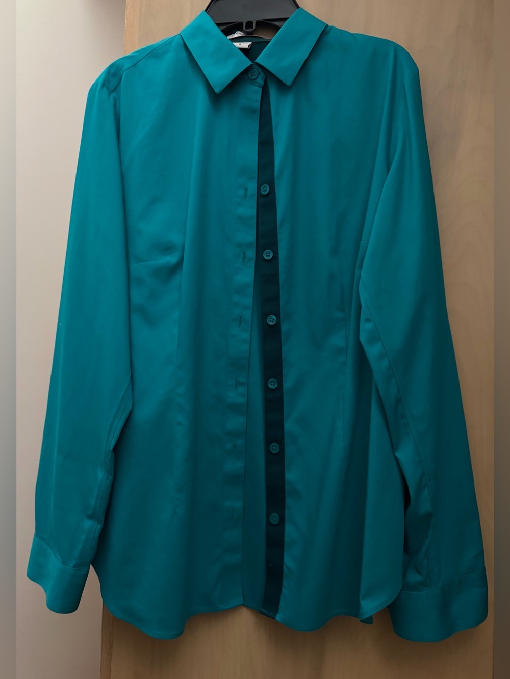 Sz S (8) teal Coldwater Creek no iron shirt blouse